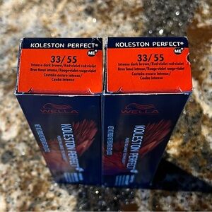 Lot of 2 NEW Wella Koleston Perfect Me+ 33/55 Intense Dark Brown / Red-Violet